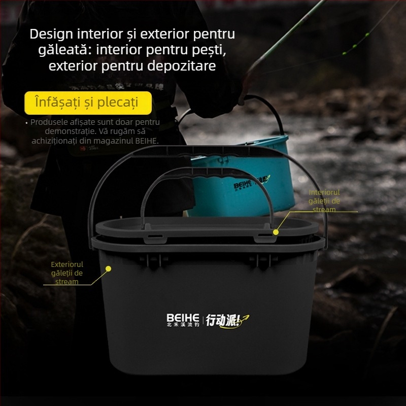 Găleată pentru pești vii, cu două straturi, întărită, pentru pescuit în curent, cu sensibilitate ridicată