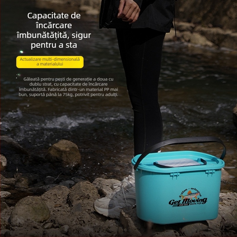 Găleată pentru pești vii, cu două straturi, întărită, pentru pescuit în curent, cu sensibilitate ridicată