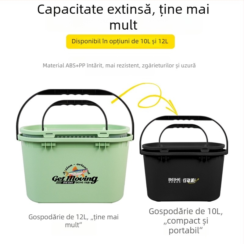 Găleată pentru pești vii, cu două straturi, întărită, pentru pescuit în curent, cu sensibilitate ridicată