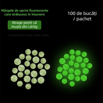 Huamu Mărgele rotunde din plastic luminoase pentru pescuit marin – mărgele fluorescente, accesorii de pescuit