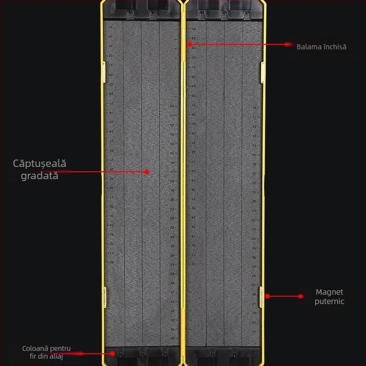 Cutie ultra-subțire pentru fir de pescuit, cu interior velur, design atârnat, marcaje de scară, capacitate 20/60/100 unități