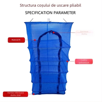 Plasă de uscare albastră, cu plasă densă, pentru uscarea plaselor de pescuit; protecție împotriva țânțarilor și muștelor