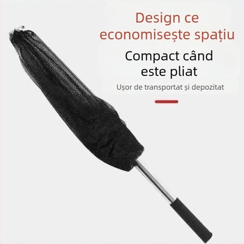 Plasă de pescuit pliabilă cu tijă telescopică și buzunar pentru plasă – set complet, Black Pit Net