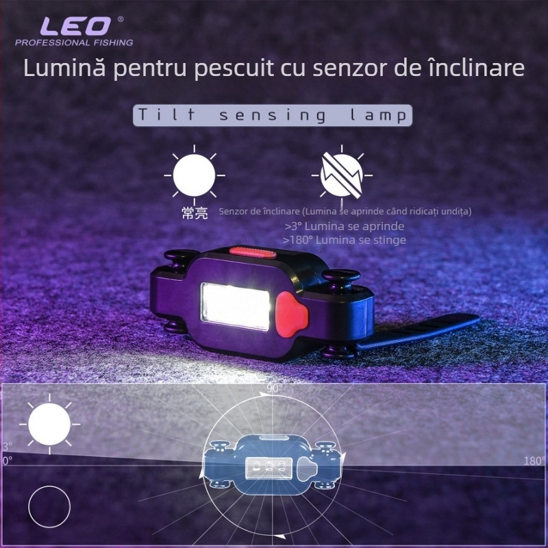 LEO Lampa pentru momelă cu senzor de gravitație – iluminare pentru pescuit de noapte, reîncărcabilă, carcasă ABS