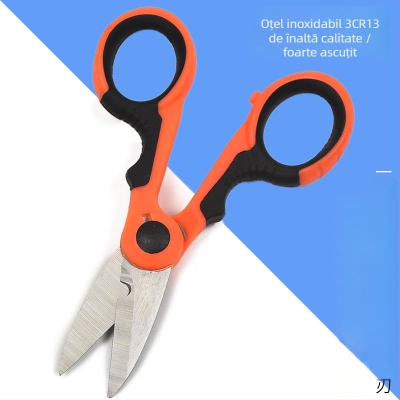 Foarfecă de pescuit multifuncțională, lame din oțel inoxidabil și mâner PP+TPR pentru linia de pescuit