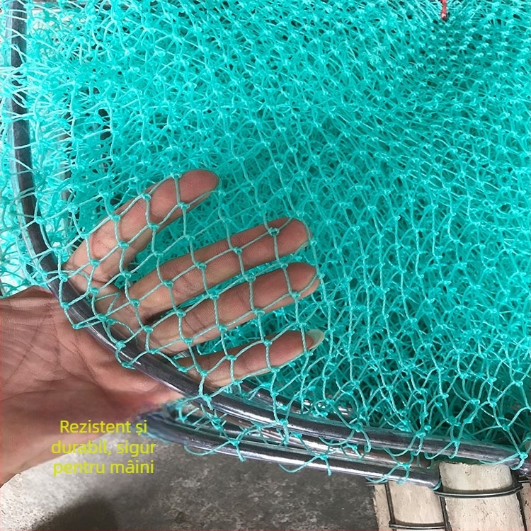 Plasă de pescuit cu mâner din lemn și sârmă cu nouă fire