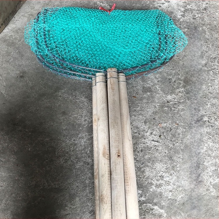 Plasă de pescuit cu mâner din lemn și sârmă cu nouă fire
