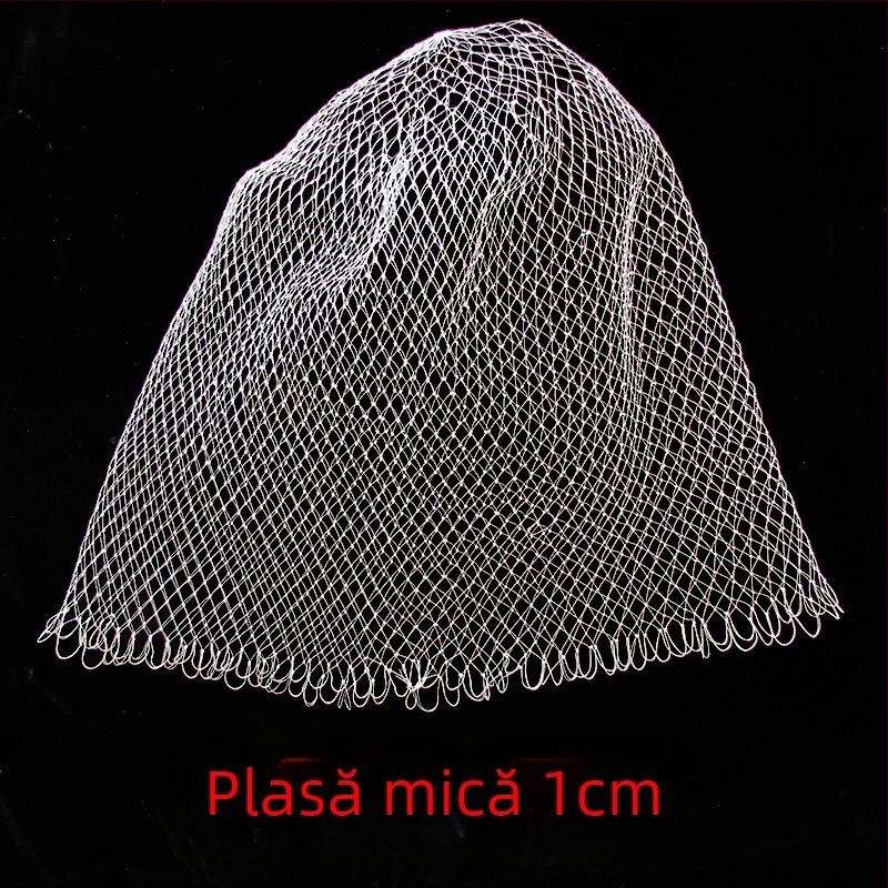 Cap de plasă pentru pescuit, plasă fină cu țesătură profundă, din fir de pescuit, fără inel