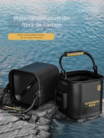 Găleată de apă pentru camping, găleată transparentă pentru pești, găleată de protecție a peștilor, găleată de pescuit pliabilă și portabilă (Material: anti-weaving technology)