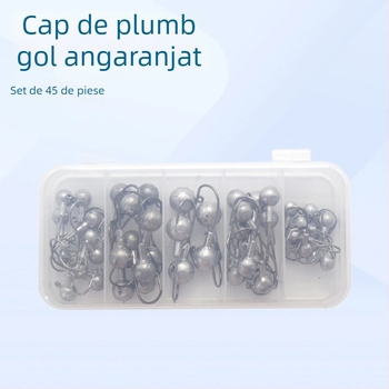 Wanhe set cu 45 de cârlige cu cap de plumb – cutie cu unelte de pescuit, materiale sintetice, pentru pescuit în lac și în mare