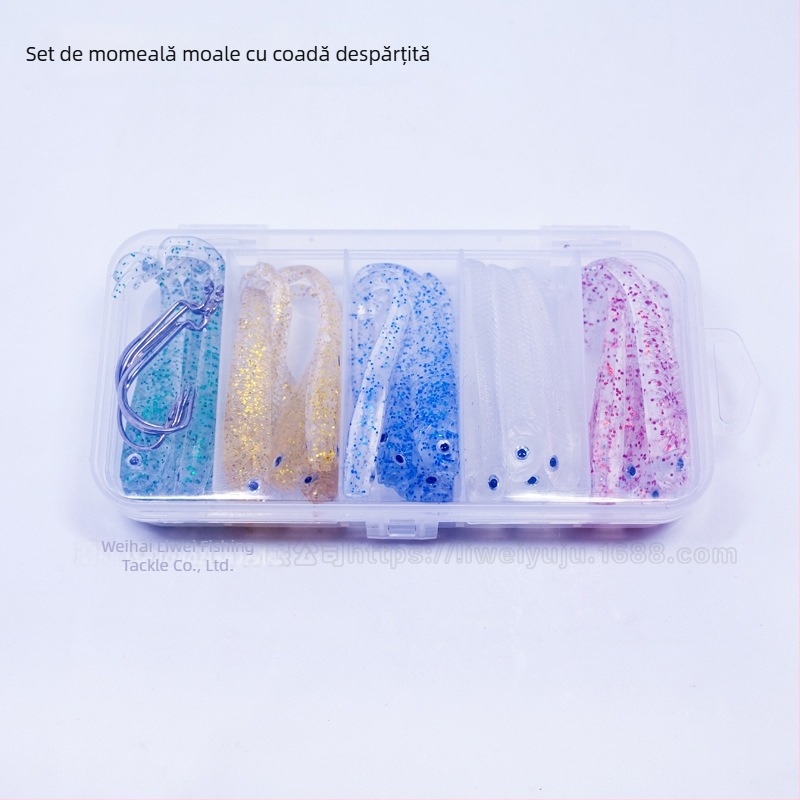 Set de năluci moi cu coadă în formă de furcă, fluorescente în întuneric, pentru pescuit la mare și apă dulce bass