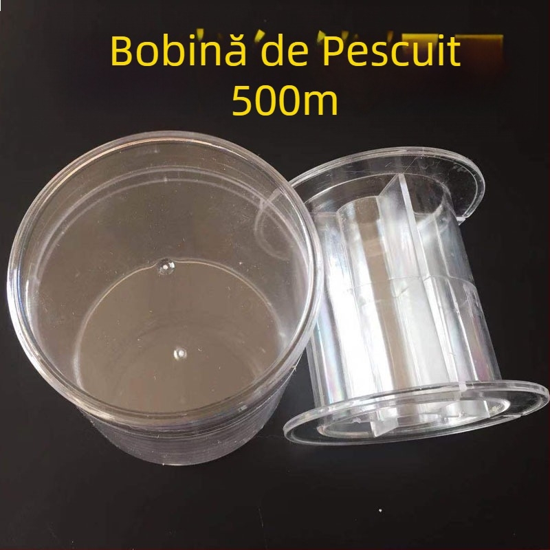 Tambur pentru linie de pescuit 500m, material PS transparent, 5# calibru, plută impermeabilă multifuncțională