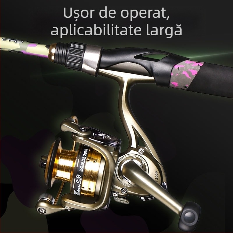 Hasda Set de undițe pentru năluci la distanță — Carbon ultra-rezistent, mâner tip pistol și mâner drept, tambur de tip picătură de apă