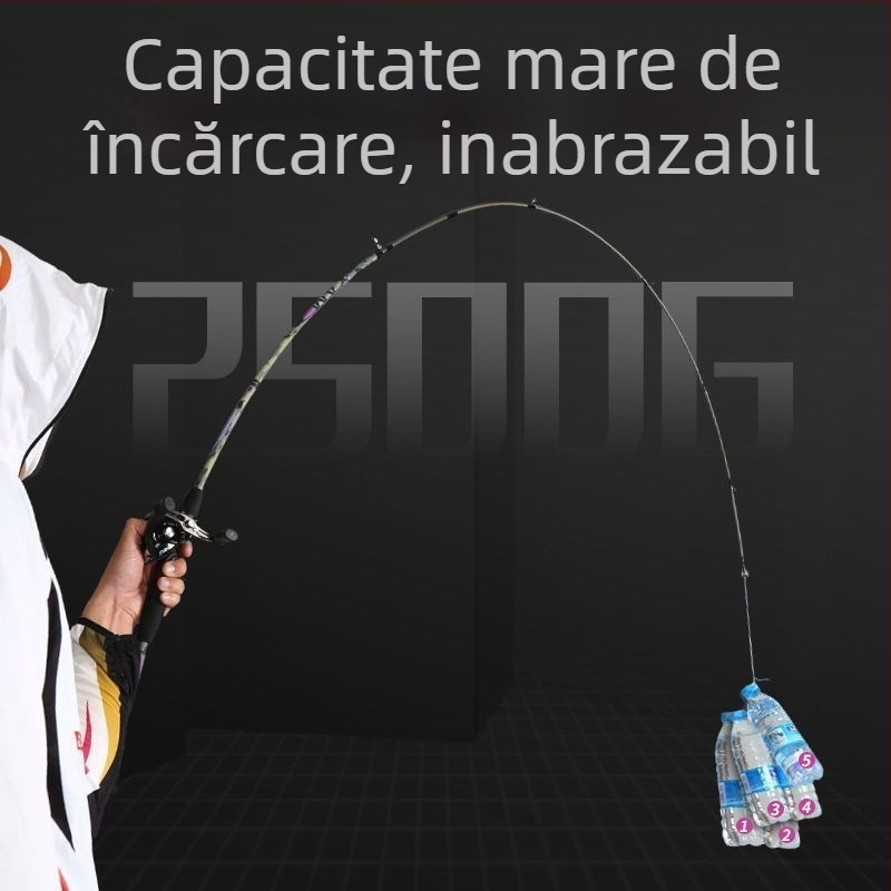 Hasda Set de undițe pentru năluci la distanță — Carbon ultra-rezistent, mâner tip pistol și mâner drept, tambur de tip picătură de apă