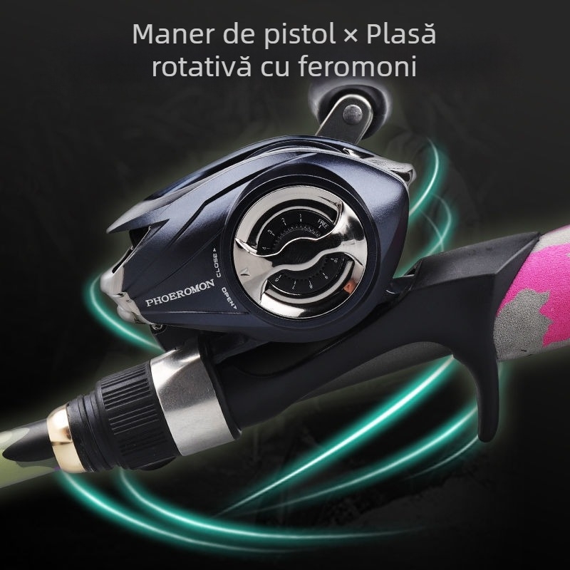 Hasda Set de undițe pentru năluci la distanță — Carbon ultra-rezistent, mâner tip pistol și mâner drept, tambur de tip picătură de apă