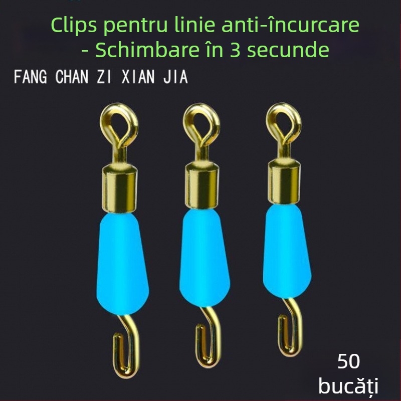 Clip din silicon anti-încurcare pentru sub-linie, cu conector pin și inel în formă de 8, pentru accesorii de pescuit