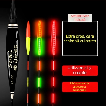 Plută luminosă pentru pescuit, cu indicator de mușcătură extrem de sensibil, utilizare zi-noapte și design cu coadă groasă