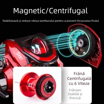 Mulinetă metalică de pescuit cu frână magnetică duală pentru aruncări lungi, protecție împotriva rupturii liniei, mulinetă mică pentru pescuit cu năluci