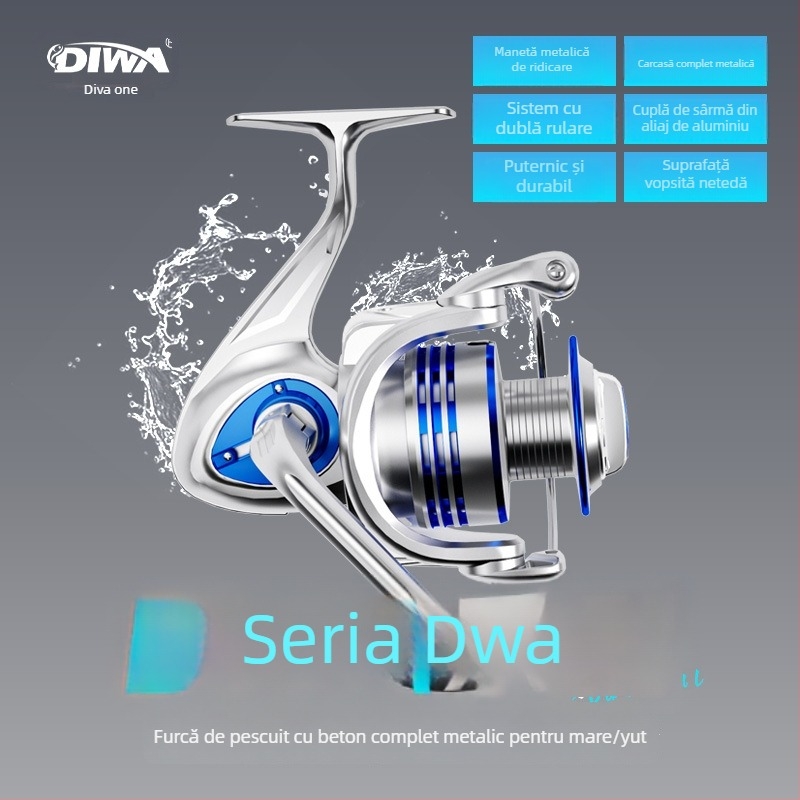DIWA/Diva mulinetă de pescuit spining cu 13+1 rulmenți, braț metalic pliabil, structură de reacție fără joc