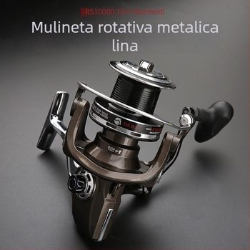 Mulineta de pescuit spinning, 12+1 rulmenți, corp metalic, tambur pentru linie