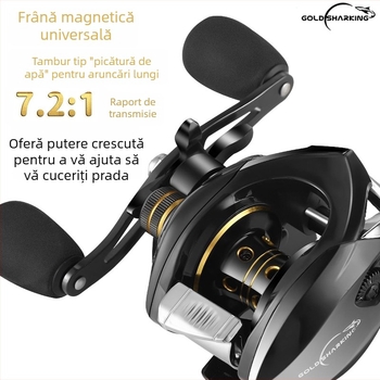 Golden Shark King mulinetă de spinning – aruncare ultralungă, anti-backlash, pentru toate apele, construcție integral metalică, frână magnetică, tambur pentru năluci