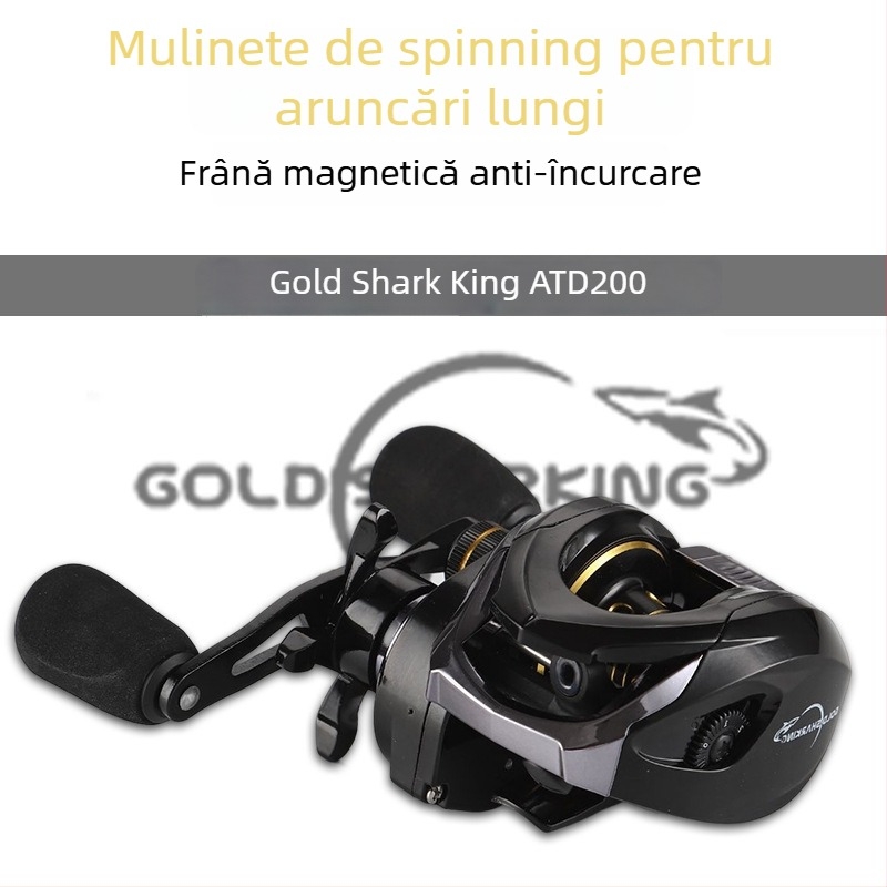 Golden Shark King mulinetă de spinning – aruncare ultralungă, anti-backlash, pentru toate apele, construcție integral metalică, frână magnetică, tambur pentru năluci