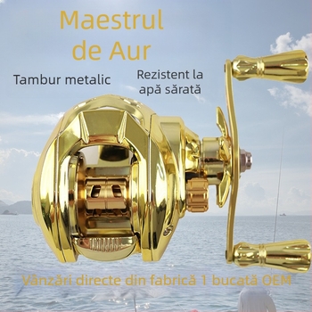 Kalio mulinetă de pescuit cu tambur, rezistentă la apă de mare, aruncări lungi, tambur metalic cu design picătură de apă