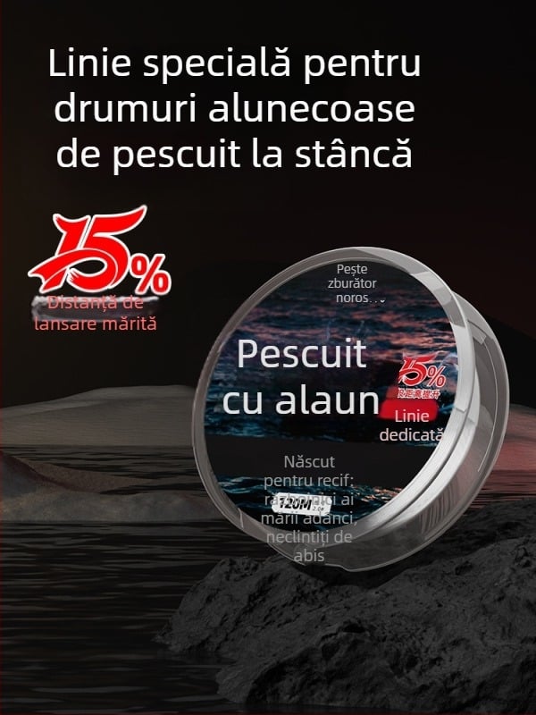 Linie principală din nailon pentru pescuit în stâncă, 120 m, rezistentă la abraziune, cu înaltă rezistență, anti-mușcături, fără încurcări