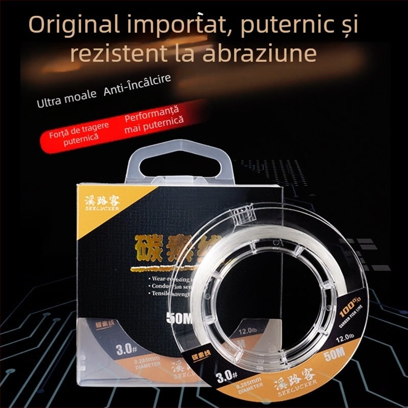 SEELUCKER Linie din fibră de carbon pentru pescuit marin – sub-linie, 100 m, Clasa AA