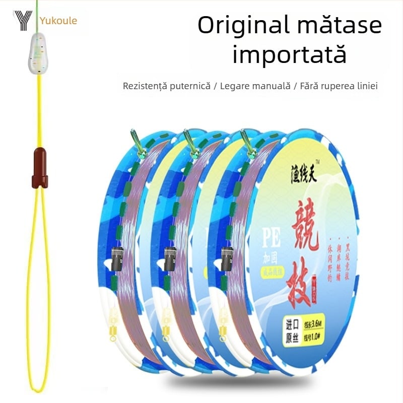 Set linie principale de pescuit: material — nailon cu mătase brut importată; împachetat în cutie, legare manuală; lungime totală 7,2 m; lungime linie 3,6–7,2 m; loc de pescuit: Black Pit