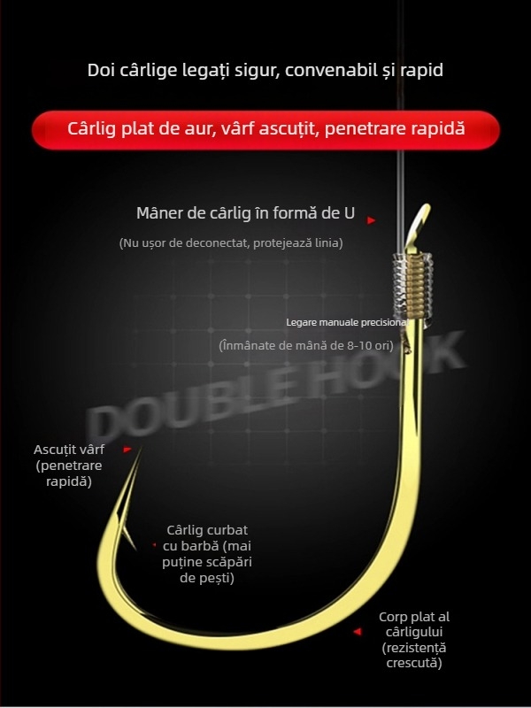Set de linie de pescuit cu plută verticală și cârlige duble, gata legat, linia principală inclusă (Material: Floare de mătase; Lungime: Altă; Loc de pescuit: Altul)