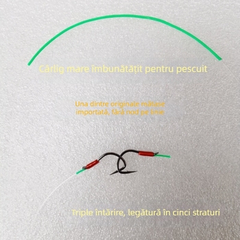 A60 Crank – Cârlig mare pentru pește cu Leader fără noduri, Mărgele și Linie din Nylon Întărită, cu Opțiune de Ancorare