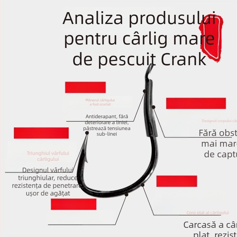 A60 Crank – Cârlig mare pentru pește cu Leader fără noduri, Mărgele și Linie din Nylon Întărită, cu Opțiune de Ancorare