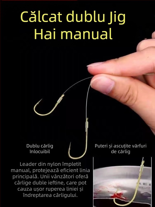Set de linie plutitoare cu cârlige duble și șapte stele – fără reglaj, sensibilitate înaltă; Material: nailon; Lungime: 2.7–5.4 m; Potrivit pentru pâuri, iazuri, lacuri