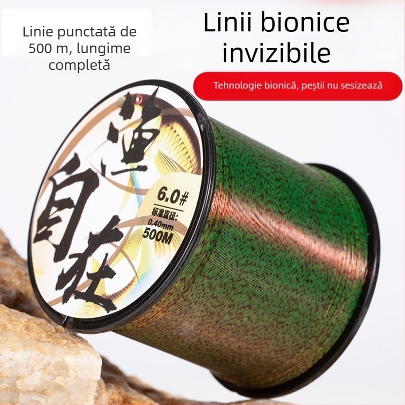 Linie principală de pescuit din nylon — Fishing at ease, finisaj camuflaj, lider invizibil, rezistență înaltă la tracțiune