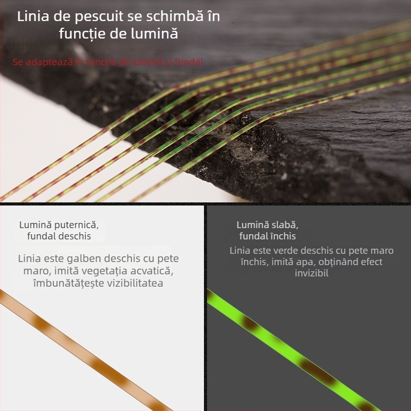 Linie principală de pescuit din nylon — Fishing at ease, finisaj camuflaj, lider invizibil, rezistență înaltă la tracțiune