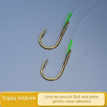 Cârlig de pescuit cu mărgele și fir fără nod, triplu întărit, ușor