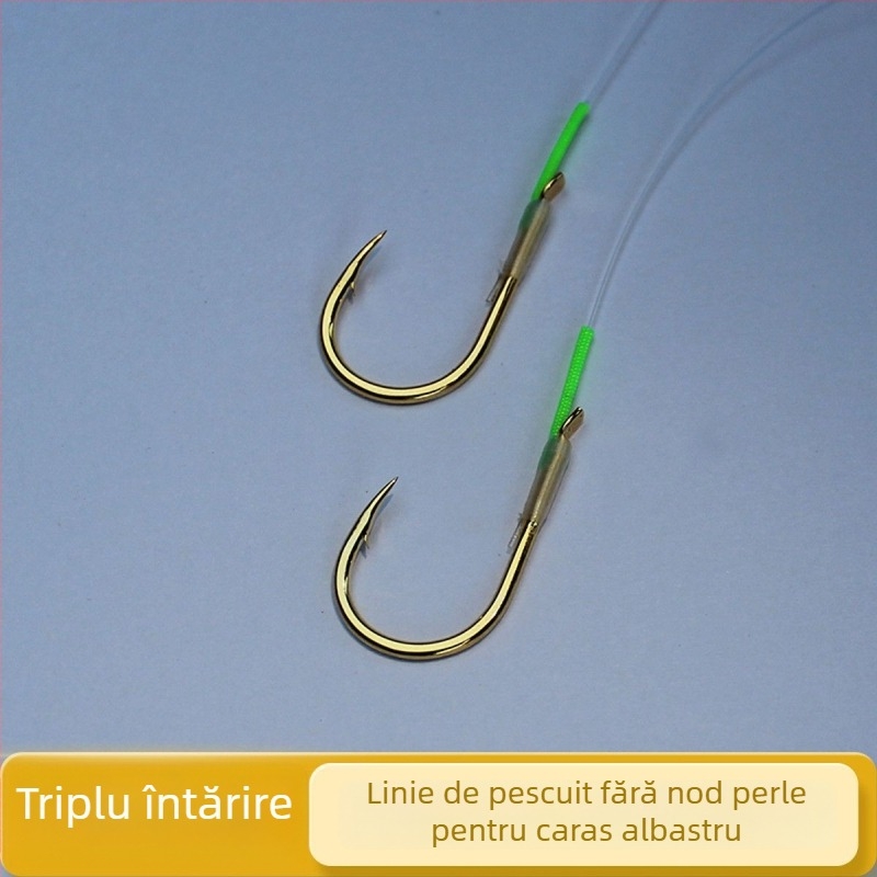Cârlig de pescuit cu mărgele și fir fără nod, triplu întărit, ușor