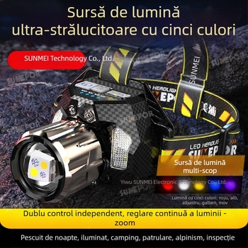 Frontala cu laser, corp din plastic, baterie reîncărcabilă de 7000mAh, rază 100–200 m, potrivită pentru camping și pescuit de noapte (specificații critice: baterie de 7000mAh, sursă laser, rază 100–200 m, corp din plastic, camping și pescuit de noapte)