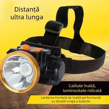 Lampa frontală LED reîncărcabilă, 10W, baterie 1000mAh, LED, rază 100–200 m, include încărcător