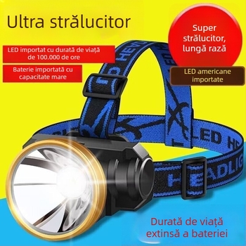 Lampa frontală LED reîncărcabilă, 10W, baterie 1000mAh, LED, rază 100–200 m, include încărcător