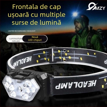 Frontala LED pentru activități în aer liber, baterii 3x AA, sursă de lumină LED, imprimare logo disponibilă, rază 100–200 m