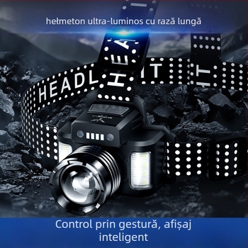 Skyfire frontala LED din aliaj de aluminiu, ultra-lumină, baterie încorporată reîncărcabilă, modul laser, lanternă de cap pentru camping și pescuit noaptea, rază 200–500 m