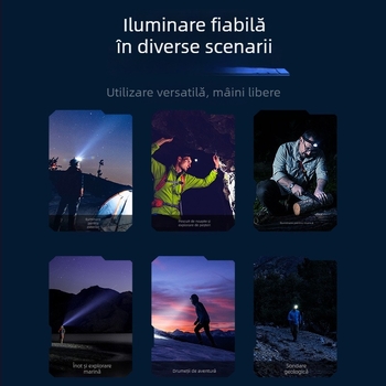 Skyfire frontala LED din aliaj de aluminiu, ultra-lumină, baterie încorporată reîncărcabilă, modul laser, lanternă de cap pentru camping și pescuit noaptea, rază 200–500 m
