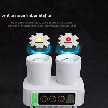 Frontala de pescuit cu LED, surse de lumină duale, 10W, baterie 1500, rotire la 360°, rază 200–500 m