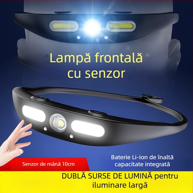 Frontala pentru sporturi în aer liber | Lumină XPG COB, baterie reîncărcabilă, rază 100 m, autonomie 2,5 ore, impermeabilă