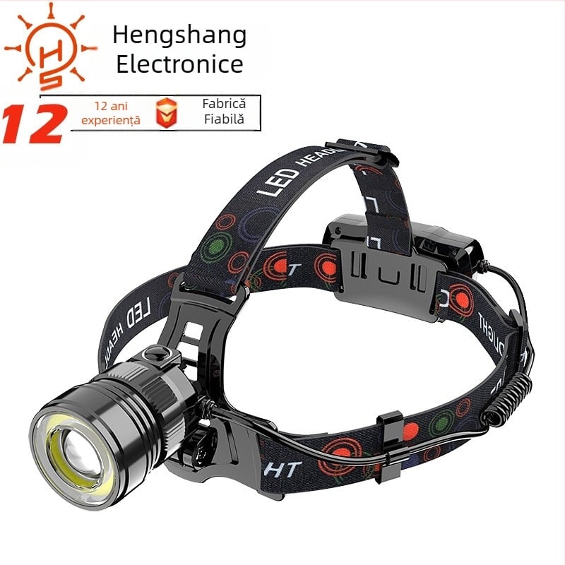 Lampa frontală cu senzor LED pentru pescuit, carcasă ABS, 5W, COB LED, 4000mAh, rază >500 m