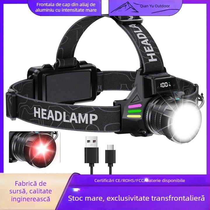 Frontala LED, reîncărcabilă, impermeabilă, rază de 200 m, model QY-TD113021
