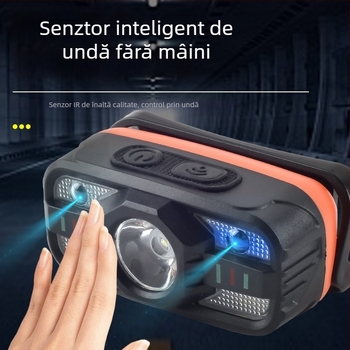 Far LED frontal, reîncărcabil, baterie Li-ion 1200mAh, 10W, iluminare puternică, rază 200–500 m