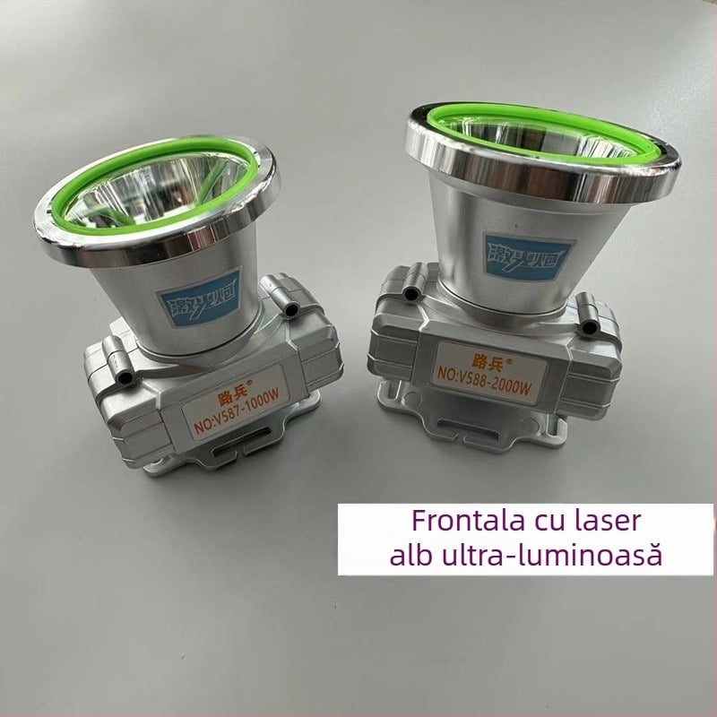 Lampa frontală cu laser, reîncărcabilă, 30W, baterie 6000mAh, corp din aliaj de aluminiu, rază 100–200 m